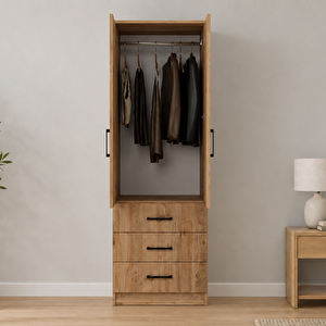 Easy Atlantik Çam 2 Kapılı 3 Çekmeceli Gardırop