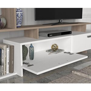 Dekorister Şimal Kitaplıklı Tv Ünitesi Beyaz-cordoba