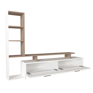 Dekorister Şimal Kitaplıklı Tv Ünitesi Beyaz-cordoba
