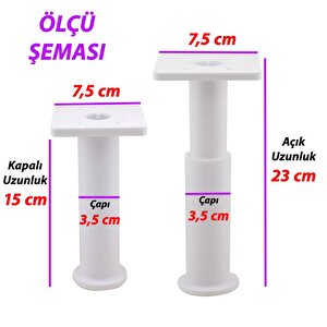8 Adet Modül Ayarlanabilir Destek Ayağı 15 X 23 Cm Beyaz Ayak Mobilya Kanepe Baza Koltuk Ünite Ayakları