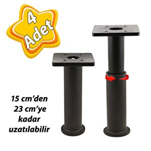 4 Adet Modül Ayarlanabilir Destek Ayağı 15 X 23 Cm Siyah Ayak Mobilya Kanepe Baza Koltuk Ünite Ayakları