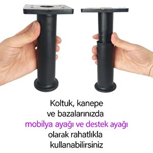 4 Adet Modül Ayarlanabilir Destek Ayağı 15 X 23 Cm Siyah Ayak Mobilya Kanepe Baza Koltuk Ünite Ayakları