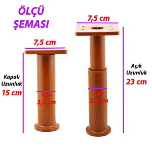 Modül Ayarlanabilir Destek Ayağı 15 X 23 Cm Kahverengi Ayak Mobilya Kanepe Baza Koltuk Ünite Ayakları