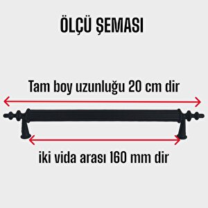 20 Adet Erciyes Kulp Siyah 160 Mm Kulp Mobilya Mutfak Dolabı Çekmece Dolap Kapak Kulpu Kulbu Metal Kulpları