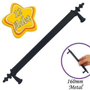 12 Adet Erciyes Kulp Siyah 160 Mm Kulp Mobilya Mutfak Dolabı Çekmece Dolap Kapak Kulpu Kulbu Metal Kulpları