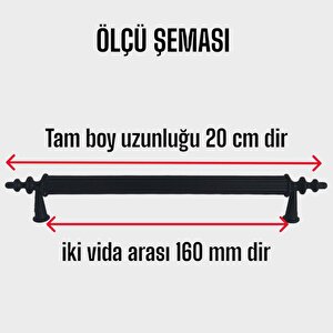 12 Adet Erciyes Kulp Siyah 160 Mm Kulp Mobilya Mutfak Dolabı Çekmece Dolap Kapak Kulpu Kulbu Metal Kulpları