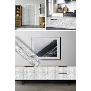 Gri Doğal Ahşap Görünümlü Yapışkanlı Folyo Duvar Mobilya Ve Beyaz Eşya Kaplama Kağıdı 0141 90x500 cm 