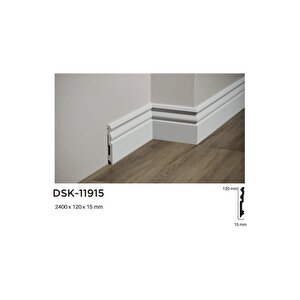 12 Cm Beyaz Polimer Lake Süpürgelik Dsk-11915 Suya Ve Neme Dayanıklı ( 1 Pakette 5 Boy Vardır - Total 12 M ) 5 Adet