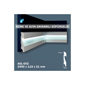11,5 Cm Beyaz Polimer Ledli Lake Süpürgelik Set Asl-002 ( 1 Pakette 12 Boy Vardır - Total 28,8 M) 12 Adet