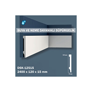 12 Cm Beyaz Polimer Lake Süpürgelik Seti Dsk-12515 ( 1 Pakette 15 Boy Vardır - Total 36 M ) 15 Adet
