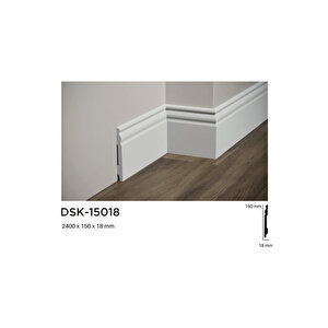 15 Cm Beyaz Polimer Lake Süpürgelik Seti Dsk-15018 ( 1 Pakette 8 Boy Vardır - Total 19,2 M ) 8 Adet