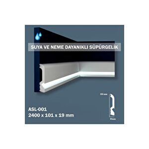 10 Cm Polimer Beyaz Ledli Lake Süpürgelik Asl-001 ( 1 Pakette 5 Boy Vardır - Total 12 M ) 5 Adet