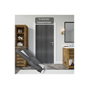 Siyah Kendinden Yapışkanlı Folyo, Laminent Parke Görünümlü Mobilya Kaplama Kağıdı 0144 90x1500 cm
