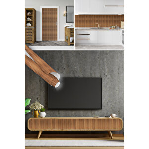 Ceviz Rengi Yapışkanlı Folyo, Laminent Parke Görünümlü Su Geçirmez Kaplama Folyosu 0152 45x500 cm 