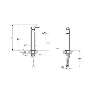 Vitra Suit Lavabo Bataryası Krom A42814 Gümüş