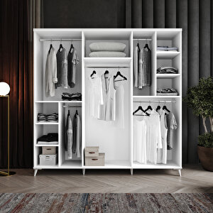 Guneystore Adenna 6 Kapaklı Komple Mdf Beyaz Gardırop