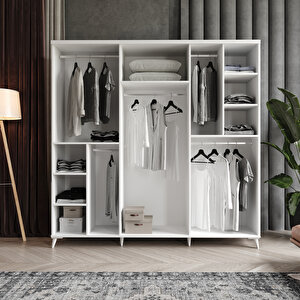 Guneystore Oslo 6 Kapaklı Komple Mdf Beyaz Gardırop