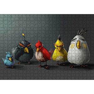 Yağlı Boya Rengarenk Kızgın Kuşlar Görseli Puzzle Yapboz Mdf Ahşap 500 Parça