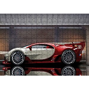 Kırmızı Beyaz Bugatti Veyron Eb 164 Puzzle Yapboz Mdf Ahşap 255 Parça
