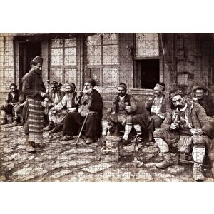 1900 İstanbulda Nargile İçen İnsanlar Puzzle Yapboz Mdf Ahşap 500 Parça