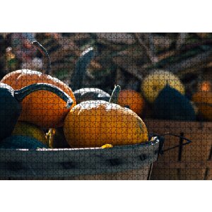 Sepetlerde Bal Kabakları Puzzle Yapboz Mdf Ahşap 1000 Parça