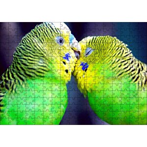 İki Muhabbet Kuşu Görseli Puzzle Yapboz Mdf Ahşap 255 Parça
