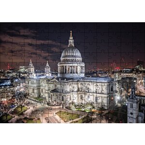 Beyaz Kubbeli Bina Ve Gece Işıkları Puzzle Yapboz Mdf Ahşap 120 Parça