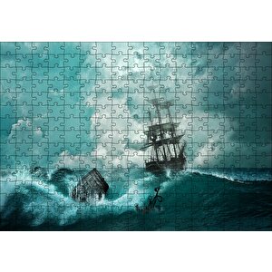 Azgın Dalgalar Ve Yelkenli Puzzle Yapboz Mdf Ahşap 255 Parça