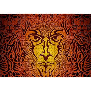 Kurtadam Tribal Portre Puzzle Yapboz Mdf Ahşap 500 Parça