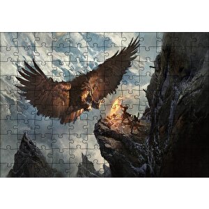 Dev Kartal Ve Kayalıktaki Savaşçılar Puzzle Yapboz Mdf Ahşap 120 Parça