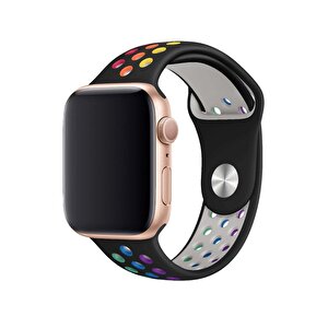 Apple Watch Uyumlugökkuşağı Delikli Spor Kordon Kayış Erkek 45m