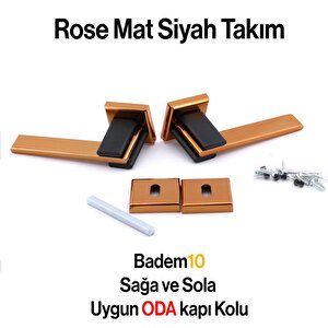 Fulya Lüx Rose Siyah Oda Kapı Kolu Rozetli Sürgülü Ve Çelik Kapı Sağa Sola Uygun Kapı Kolları Kulpu