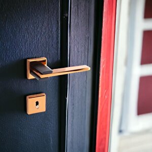 Fulya Lüx Rose Siyah Oda Kapı Kolu Rozetli Sürgülü Ve Çelik Kapı Sağa Sola Uygun Kapı Kolları Kulpu