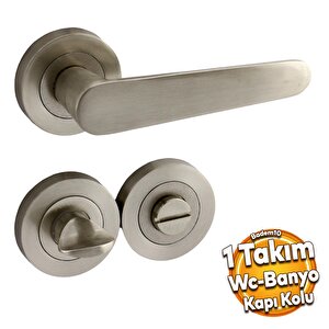 Kayı Saten Wc Banyo Uyumlu Kapı Kolu Daire Rozetli Kapı Kulpu Sağa Sola Uygun Kapı Kolları