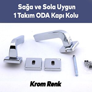 Tog Krom Oda Kapı Kolu Kare Rozetli Sürgülü Ve Çelik Kapı Kulpu Uyumlu Sağa Ve Sola Uygun Kolları