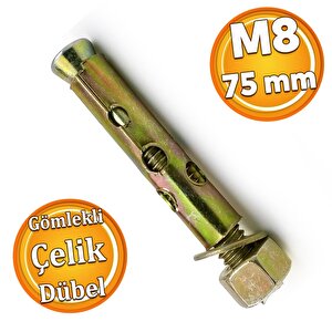 Saplamalı Gömlek Çelik Dübel M8x75 Mm Raf Montaj Bağlantı Zemin Monte Tavan Beton Asma Aparat