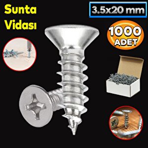 Sunta Vidası 3.5x20 Paket 1000 Adet Sivri Uçlu Ahşap Tahta Ağaç Mobilya Ayak Kulp Vidası