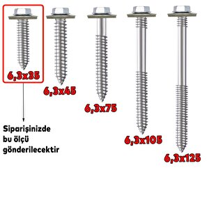 Betofast Vidası 6.3x35 Paket 100 Adet Sivri Uçlu Çatı Panel Beton Ağaç Vidası