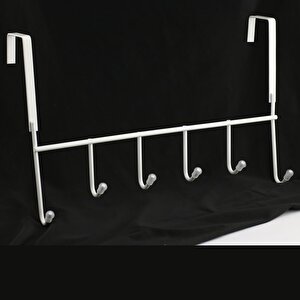 Ahşap Kapı Arkası Askılık Elbise Havlu Asma Askı Metal 6'lı Tekli Banyo Lavabo Sağlam Aparat Beyaz