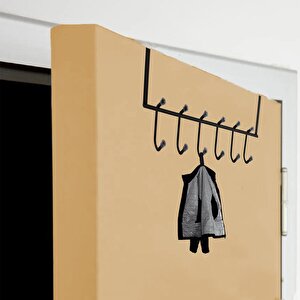Ahşap Pvc Kapı Arkası Askılık Elbise Havlu Asma Askı Metal 6'lı Banyo Lavabo Sağlam Aparat Siyah