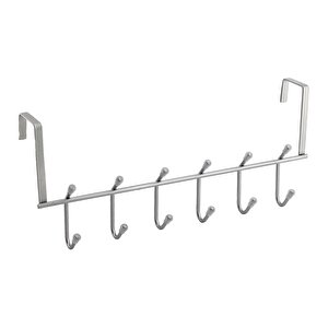 Ahşap Kapı Arkası Çiftli Askılık Elbise Havlu Asma Askı Metal 6'lı Banyo Lavabo Sağlam Aparat Krom