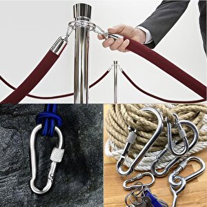 Karabina Kilitli 10 Mm Yaylı Kanca Paslanmaz Çelik Kilit Tırmanma Dağcılık Kamp Ekipmanları Salıncak Hamak Anahtar Askı Kilidi