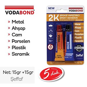 2k Güçlü Epoksi Yapıştırıcı Metal Plastik Cam Dekoratif İşler İçin Cam Yapıştırıcı 15+15 Gr