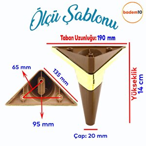 Golden Köşe Lüks Mobilya Kanepe Sehpa Tv Ünitesi Koltuk Ayağı Baza Ayakları Kübik Ceviz Altın 14 Cm