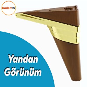 Golden Köşe Lüks Mobilya Kanepe Sehpa Tv Ünitesi Koltuk Ayağı Baza Ayakları Kübik Ceviz Altın 14 Cm