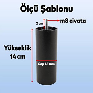 Gizli Mobilya Kanepe Sehpa Tv Ünitesi Koltuk Orta Destek Ayağı Baza Ayakları 14 Cm Siyah