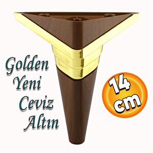 Golden Köşe Lüks Mobilya Kanepe Sehpa Tv Ünitesi Koltuk Ayağı Baza Ayakları Yeni Ceviz Altın 14 Cm