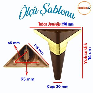 Golden Köşe Lüks Mobilya Kanepe Sehpa Tv Ünitesi Koltuk Ayağı Baza Ayakları Yeni Ceviz Altın 14 Cm