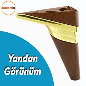 Golden Köşe Lüks Mobilya Kanepe Sehpa Tv Ünitesi Koltuk Ayağı Baza Ayakları Yeni Ceviz Altın 14 Cm