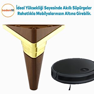 Golden Köşe Lüks Mobilya Kanepe Sehpa Tv Ünitesi Koltuk Ayağı Baza Ayakları Yeni Ceviz Altın 14 Cm